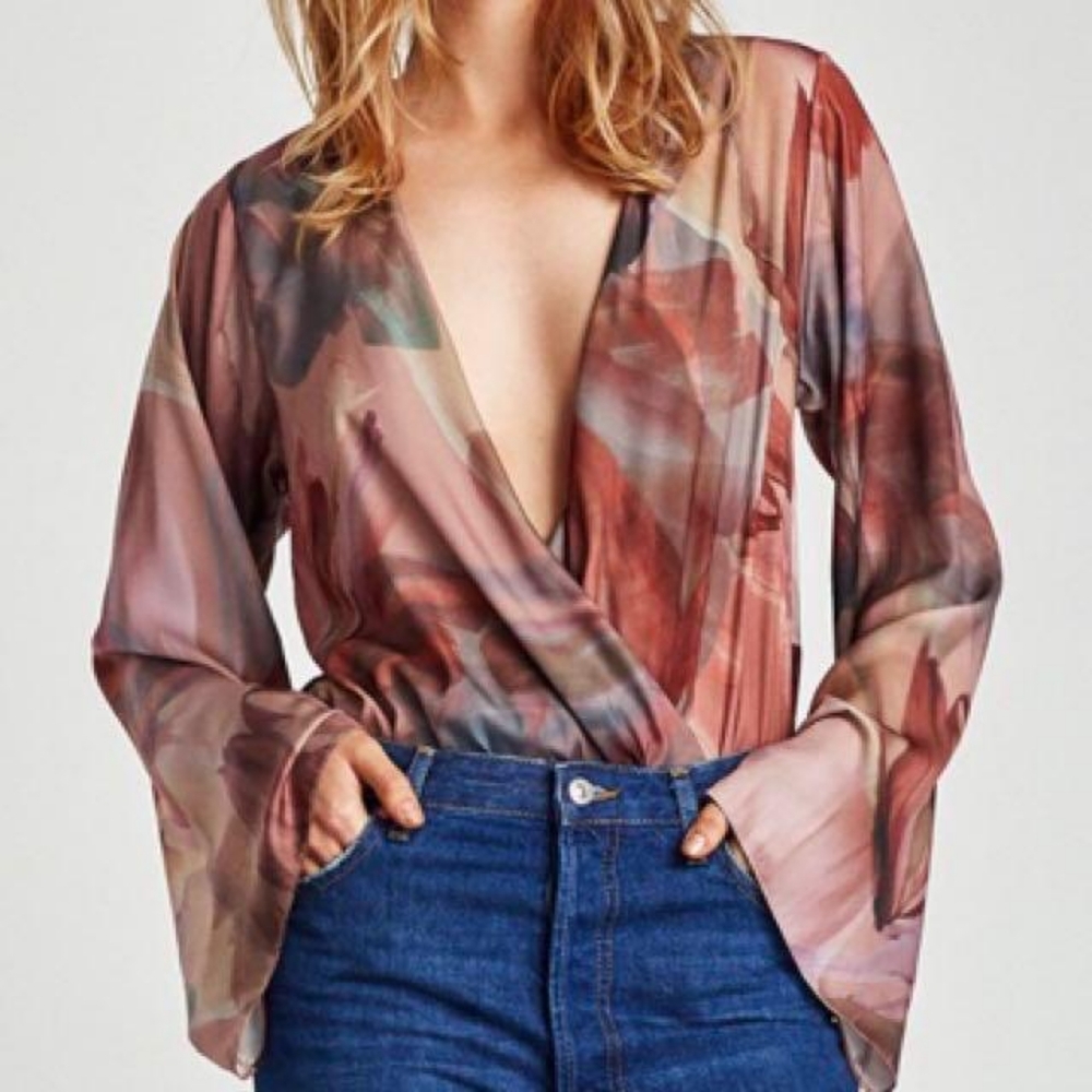 Zara - Floral Bodysuit - Size S